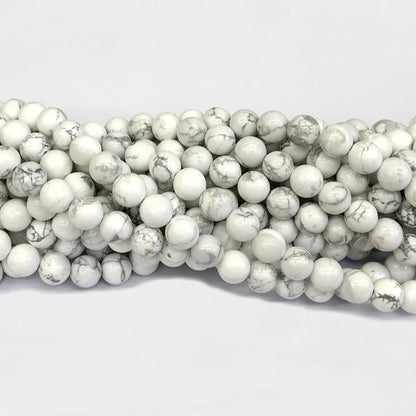 CTU27 White Howlite Turquoise Beads Smooth Round 8mm 15" Strand