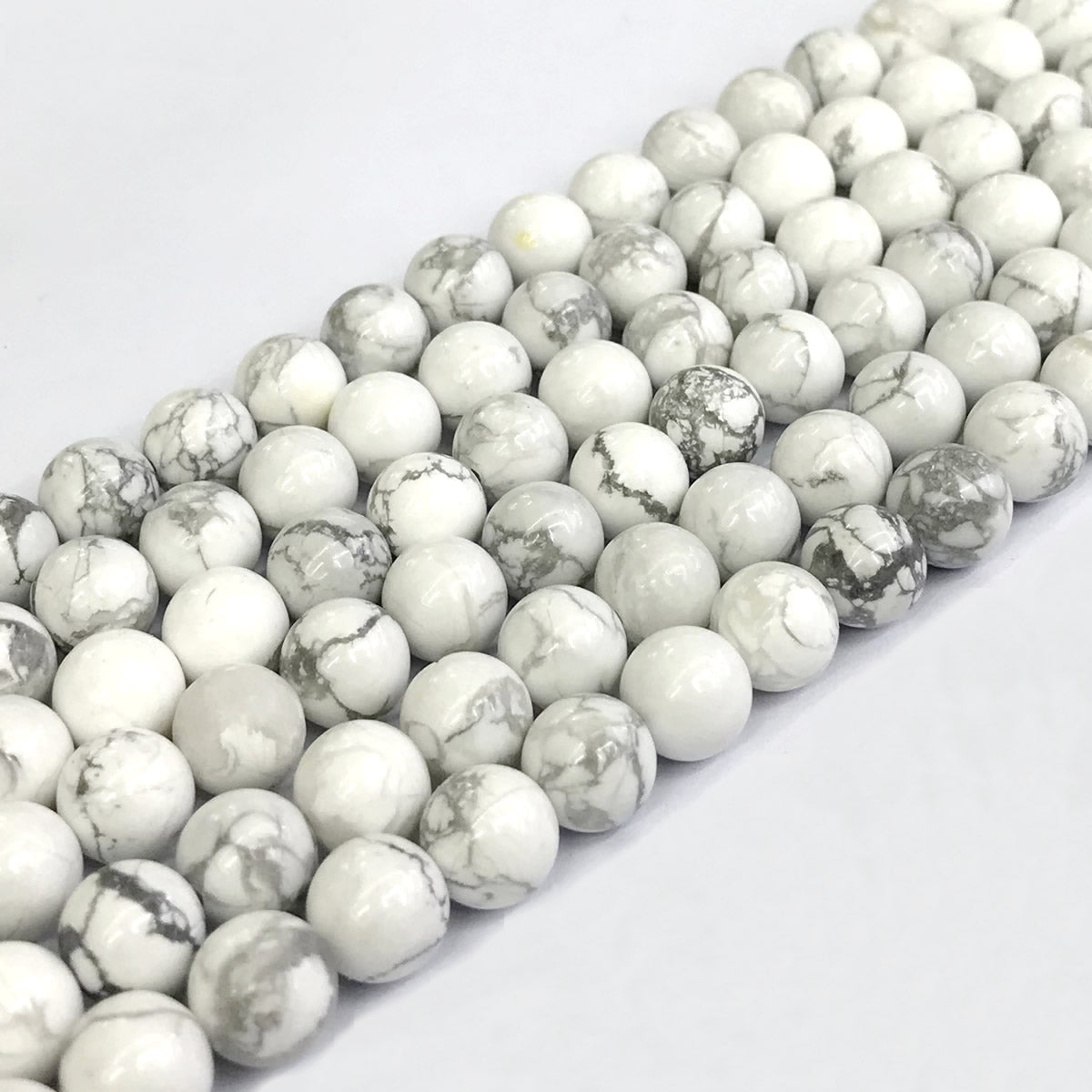 CTU28 White Howlite Turquoise Beads Smooth Round 10mm 15" Strand