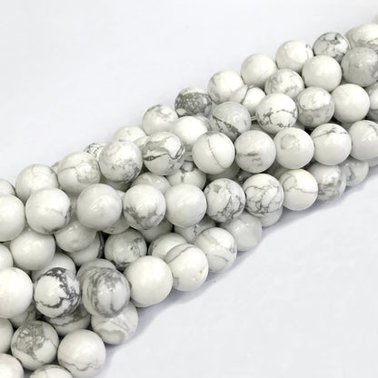 CTU28 White Howlite Turquoise Beads Smooth Round 10mm 15" Strand