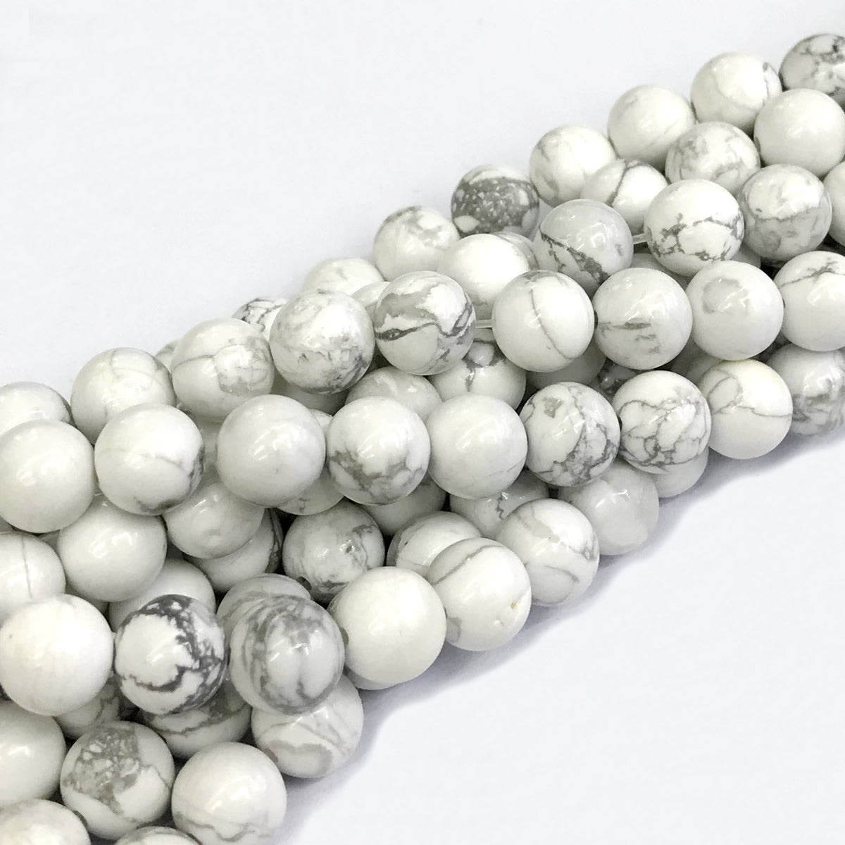 CTU29 White Howlite Turquoise Beads Smooth Round 12mm 15" Strand