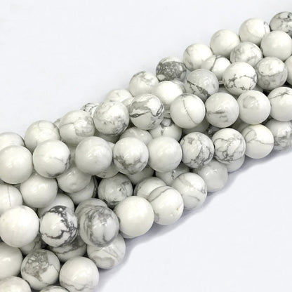 CTU29 White Howlite Turquoise Beads Smooth Round 12mm 15" Strand