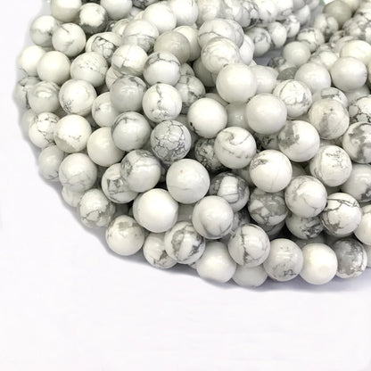 CTU29 White Howlite Turquoise Beads Smooth Round 12mm 15" Strand