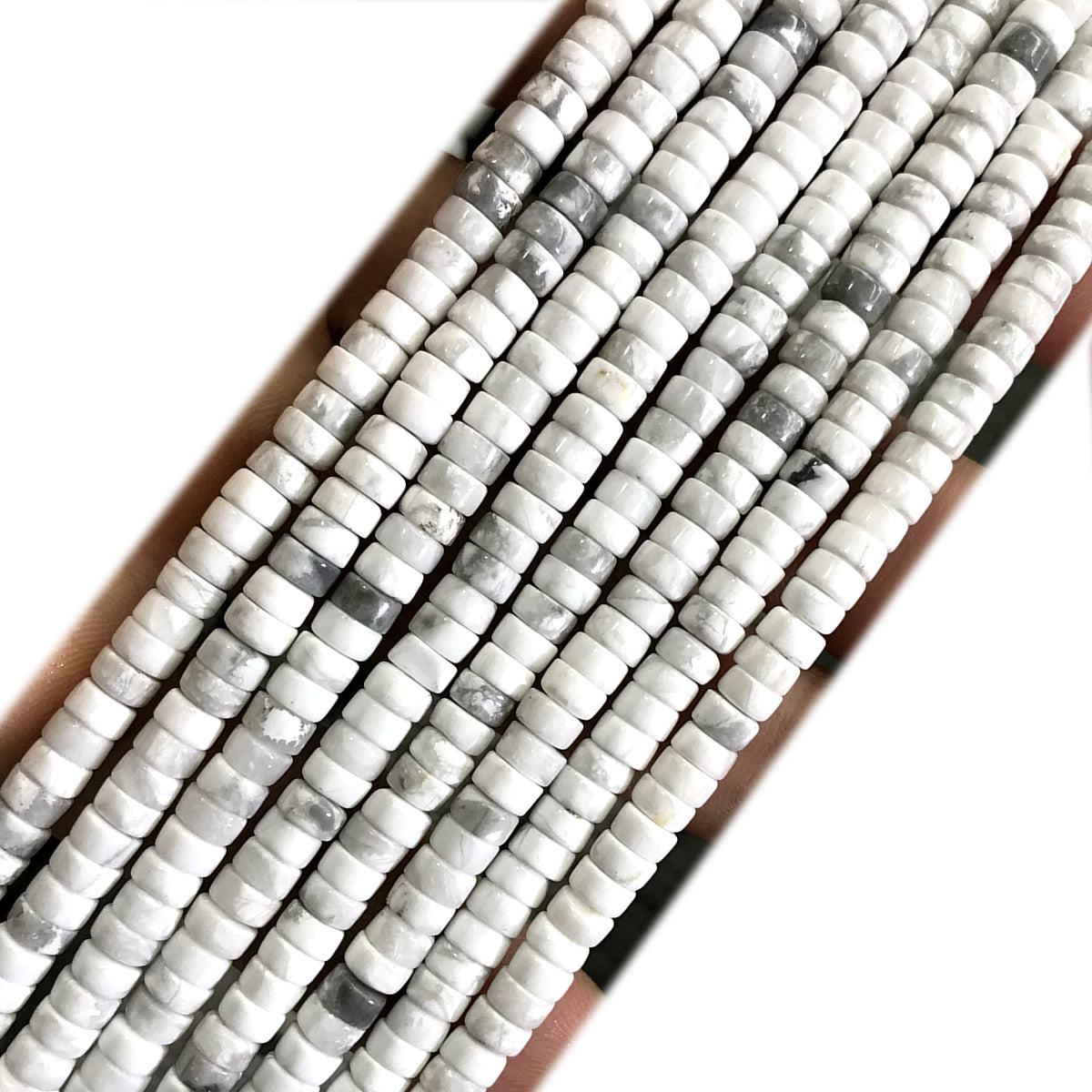 CTU90 White Howlite Turquoise Beads Smooth Heishi 2x4mm 15" Strand