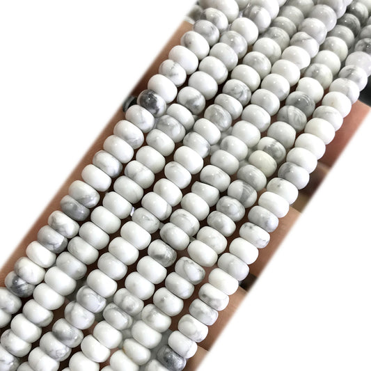 CTU95 White Howlite Turquoise Beads Smooth Rondelle 4x6mm 15" Strand