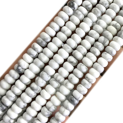 CTU96 White Howlite Turquoise Beads Smooth Rondelle 5x8mm 15" Strand