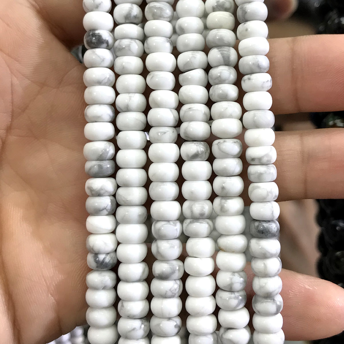 CTU96 White Howlite Turquoise Beads Smooth Rondelle 5x8mm 15" Strand