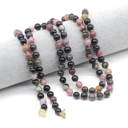 GMN272 Hand-Knotted Tourmaline Gemstone Beaded Necklace 8mm 10mm