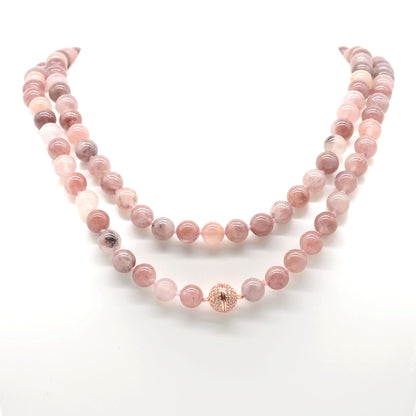 GMN273 Hand-Knotted Strawberry Quartz Beaded Necklace 8mm 10mm