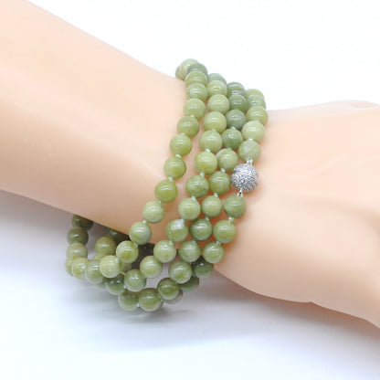 GMN281 Hand-Knotted China Jade Beaded Necklace 8mm 10mm