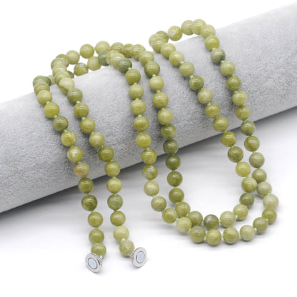 GMN281 Hand-Knotted China Jade Beaded Necklace 8mm 10mm