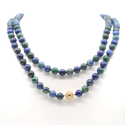 GMN290 Hand-Knotted Chrysocolla Gemstone Beaded Necklace 8mm 10mm