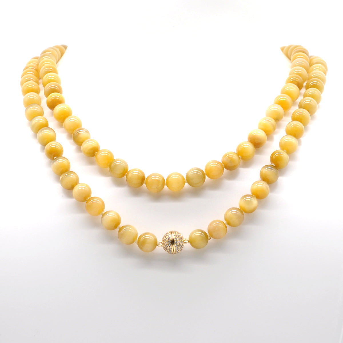 GMN299 Hand-Knotted Golden Tiger Eye Beaded Necklace 8mm 10mm