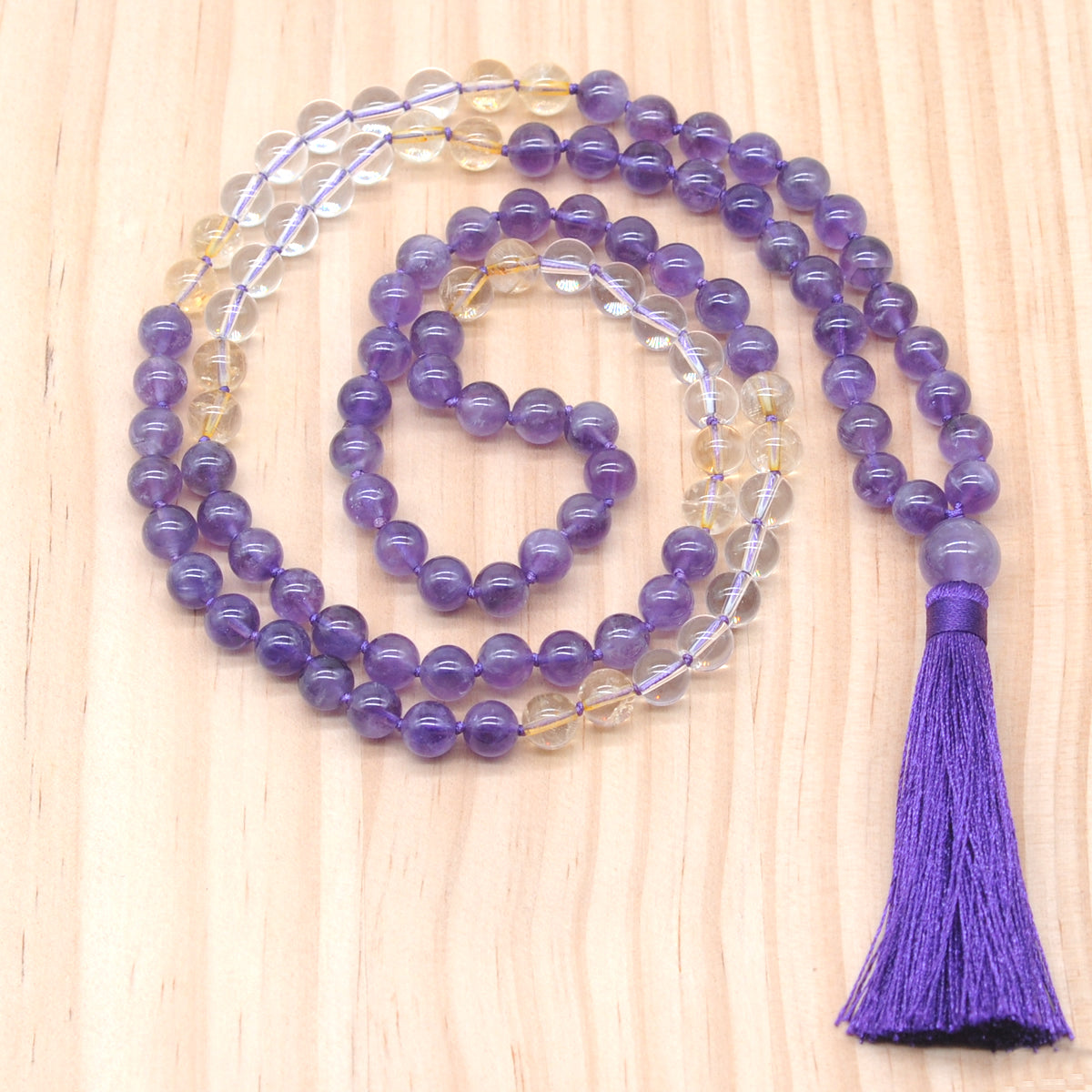 Matching Meddy Teddy Mala with 108 hand-knotted Mala, Amethyst Mala, Clear newest Quartz Mala