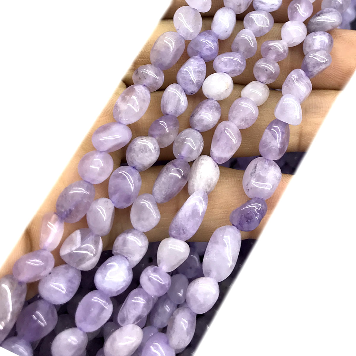 CNG03 Dark Amethyst Beads Smooth Nugget 6x8mm 15" Strand