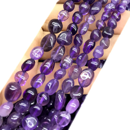 CNG04 Lavender Amethyst Beads Smooth Nugget 6x8mm 15" Strand