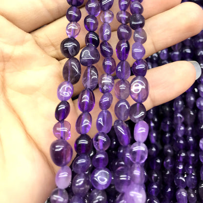 CNG04 Lavender Amethyst Beads Smooth Nugget 6x8mm 15" Strand