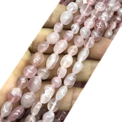 CNG05 Madagascar Rose Quartz Beads Smooth Nugget 6x8mm 15" Strand