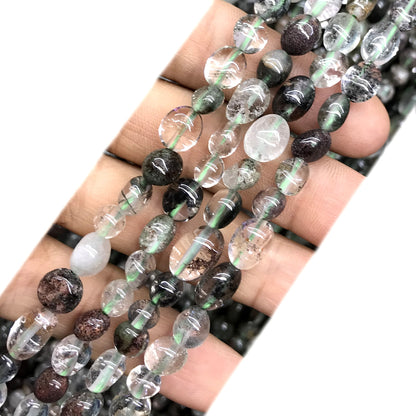 CNG09 Phantom Quartz Beads Smooth Nugget 6x8mm 15" Strand