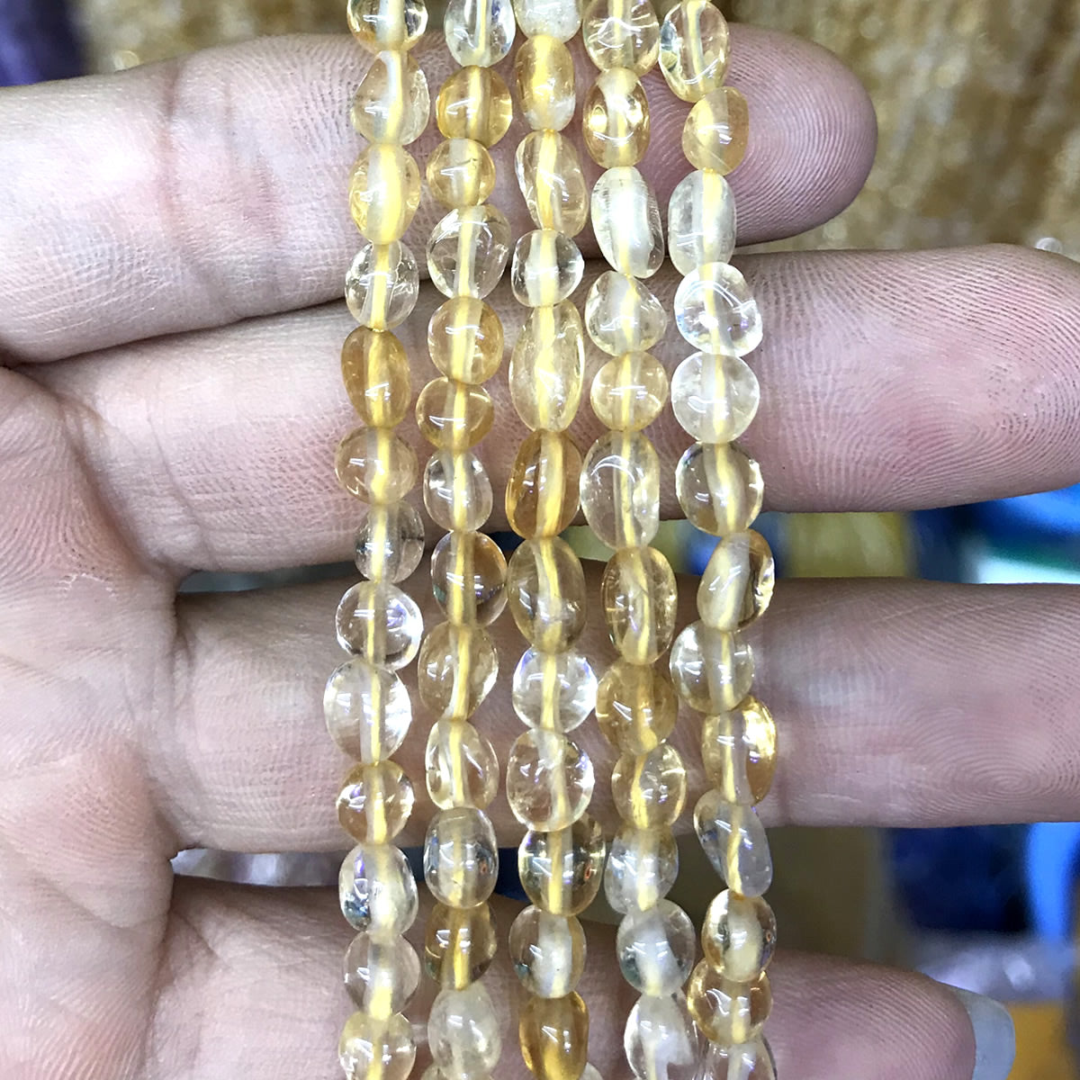 CNG10 Citrine Gemstone Beads Smooth Nugget 5x7mm 15" Strand