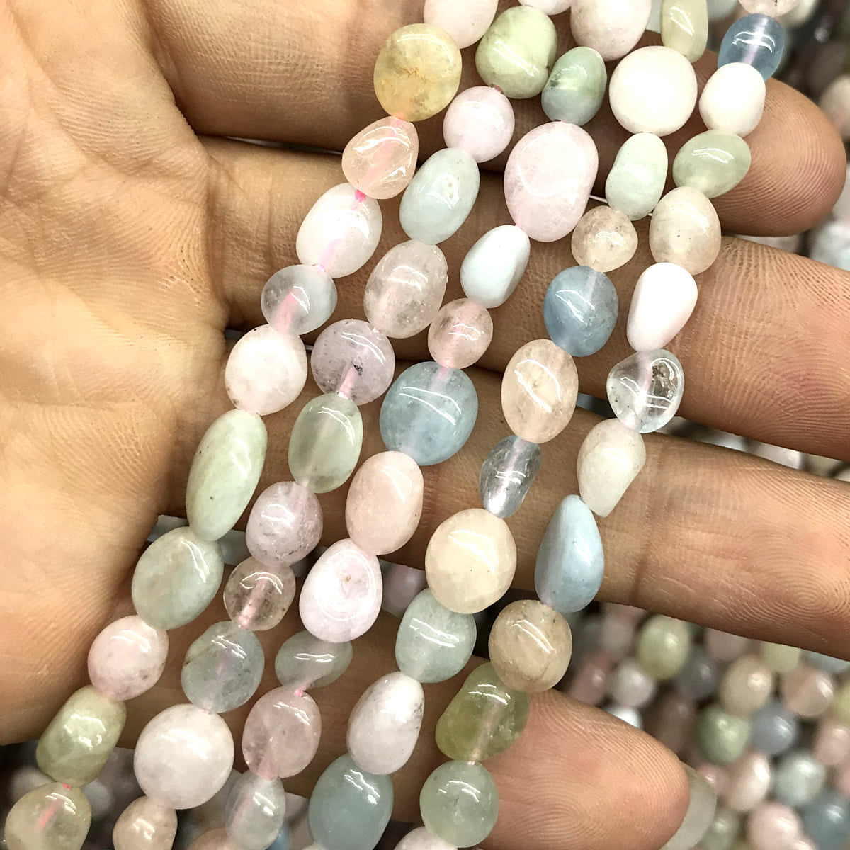 CNG11 Morganite Gemstone Beads Smooth Nugget 6x8mm 15" Strand