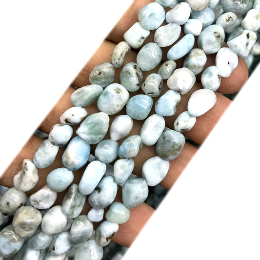 CNG16 Larimar Gemstone Beads Smooth Nugget 6x8mm 15" Strand