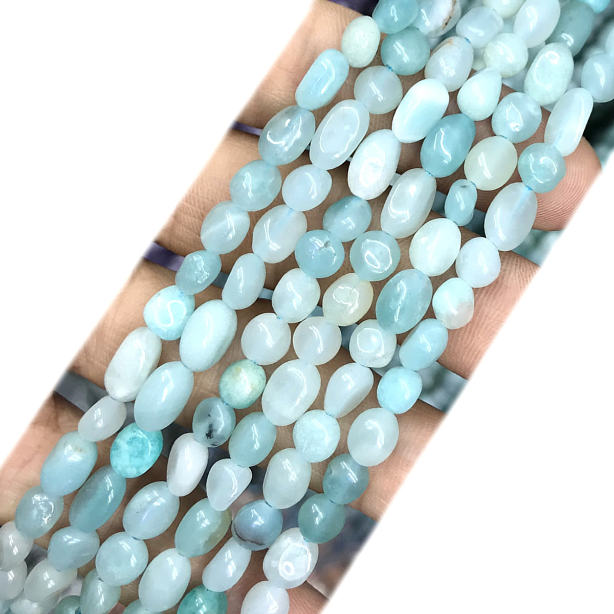 CNG17 Amazonite Gemstone Beads Smooth Nugget 6x8mm 15" Strand