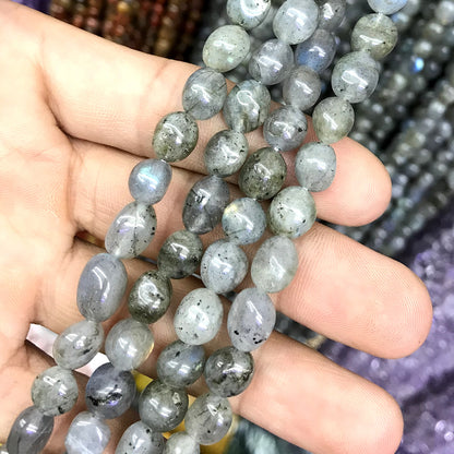 CNG20 Labradorite Gemstone Beads Smooth Nugget 6x8mm 15" Strand