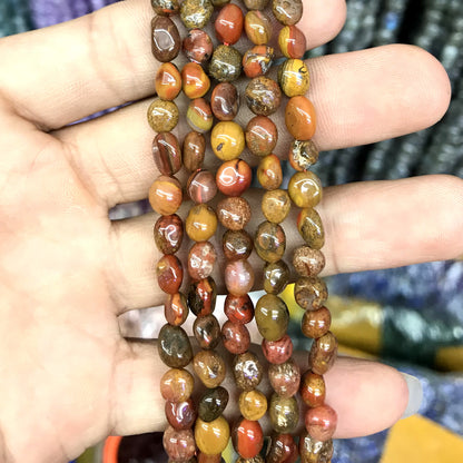 CNG23 Red Moss Agate Beads Smooth Nugget 6x8mm 15" Strand