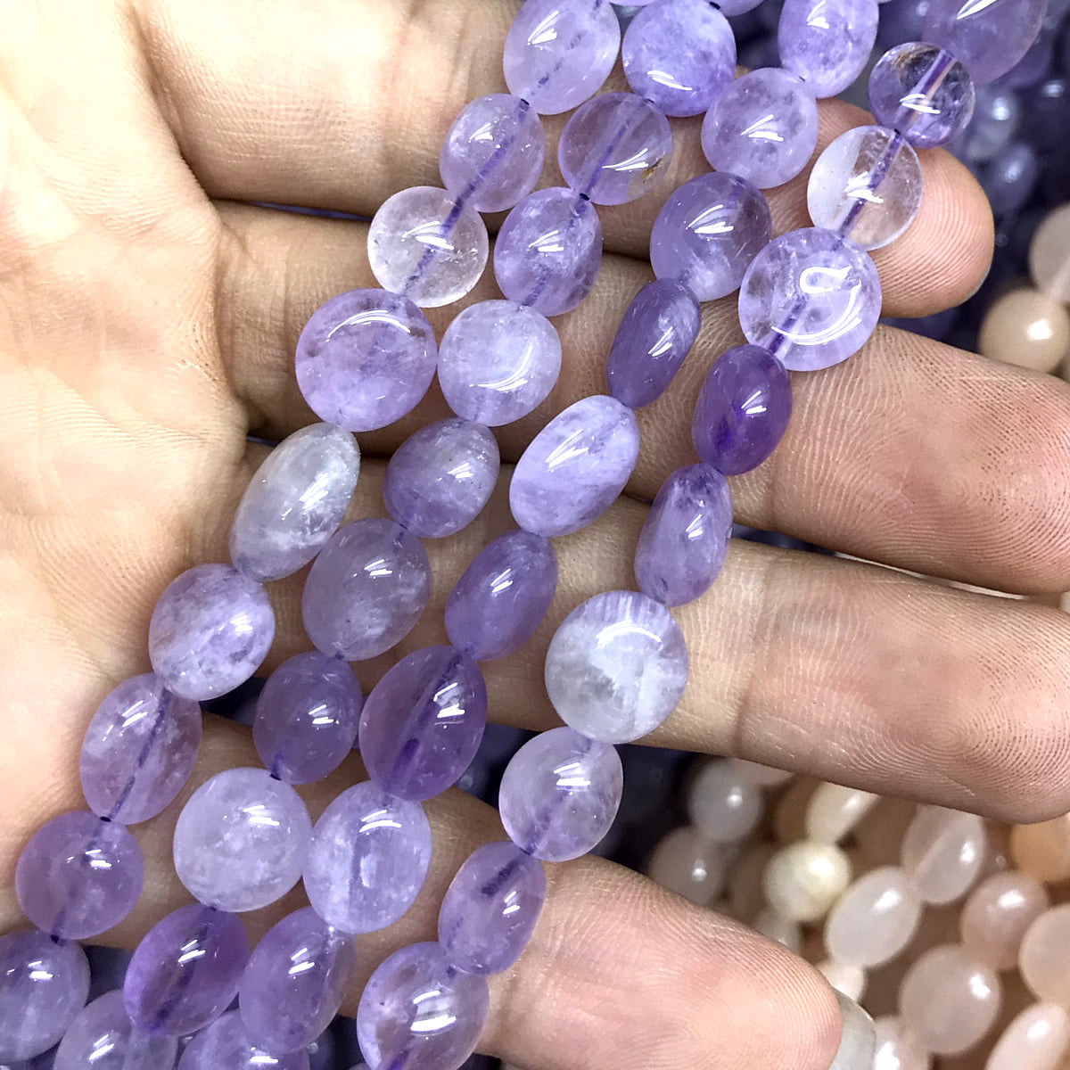 CNG31 Lavender Amethyst Beads Smooth Nugget 8x10mm 15" Strand