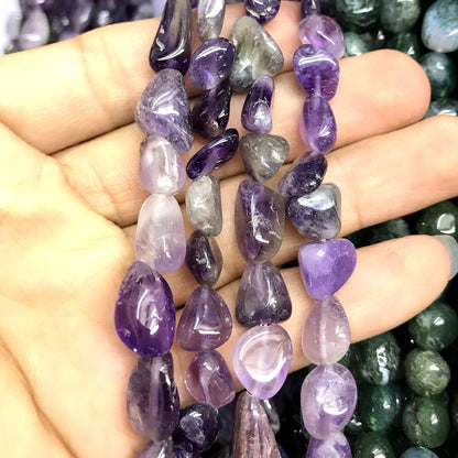 CNG32 Amethyst Gemstone Beads Smooth Nugget 8x10mm 15" Strand