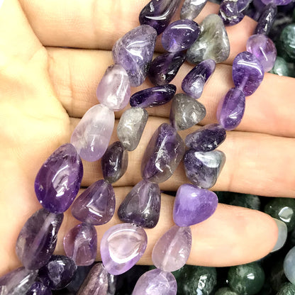 CNG32 Amethyst Gemstone Beads Smooth Nugget 8x10mm 15" Strand