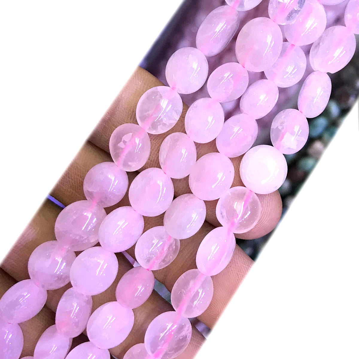 CNG33 Rose Quartz Beads Smooth Nugget 8x10mm 15" Strand