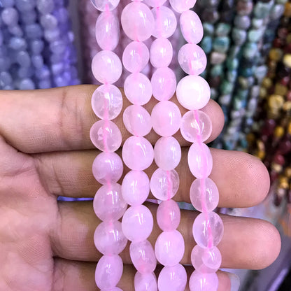 CNG33 Rose Quartz Beads Smooth Nugget 8x10mm 15" Strand