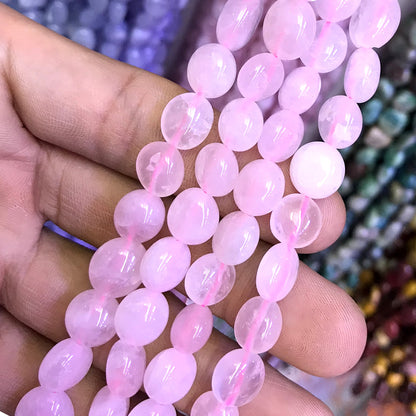 CNG33 Rose Quartz Beads Smooth Nugget 8x10mm 15" Strand