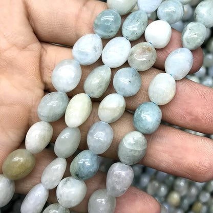 CNG38 Aquamarine Gemstone Beads Smooth Nugget 8x10mm 15" Strand