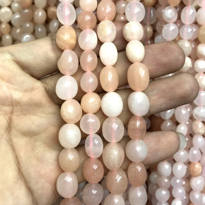 CNG39 Pink Aventurine Jade Beads Smooth Nugget 8x10mm 15" Strand