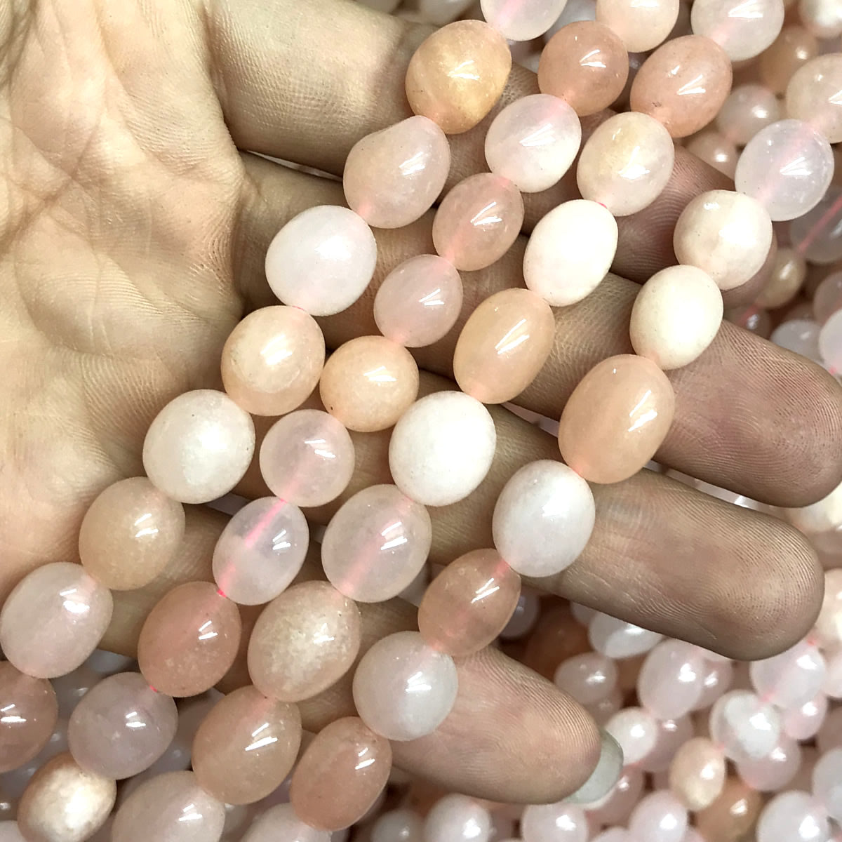 CNG39 Pink Aventurine Jade Beads Smooth Nugget 8x10mm 15" Strand