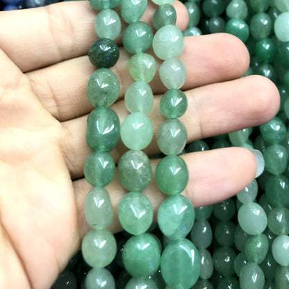 CNG40 Green Aventurine Jade Beads Smooth Nugget 8x10mm 15" Strand