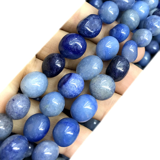 CNG41 Blue Aventurine Jade Beads Smooth Nugget 8x10mm 15" Strand