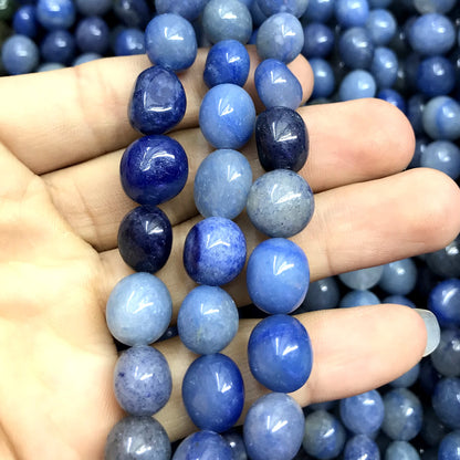 CNG41 Blue Aventurine Jade Beads Smooth Nugget 8x10mm 15" Strand