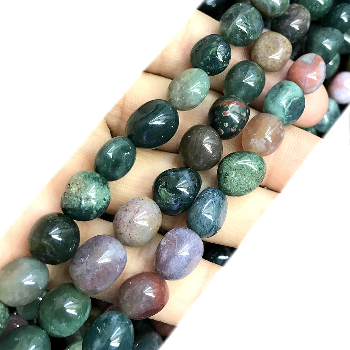 CNG44 Indian Agate Beads Smooth Nugget 8x10mm 15" Strand