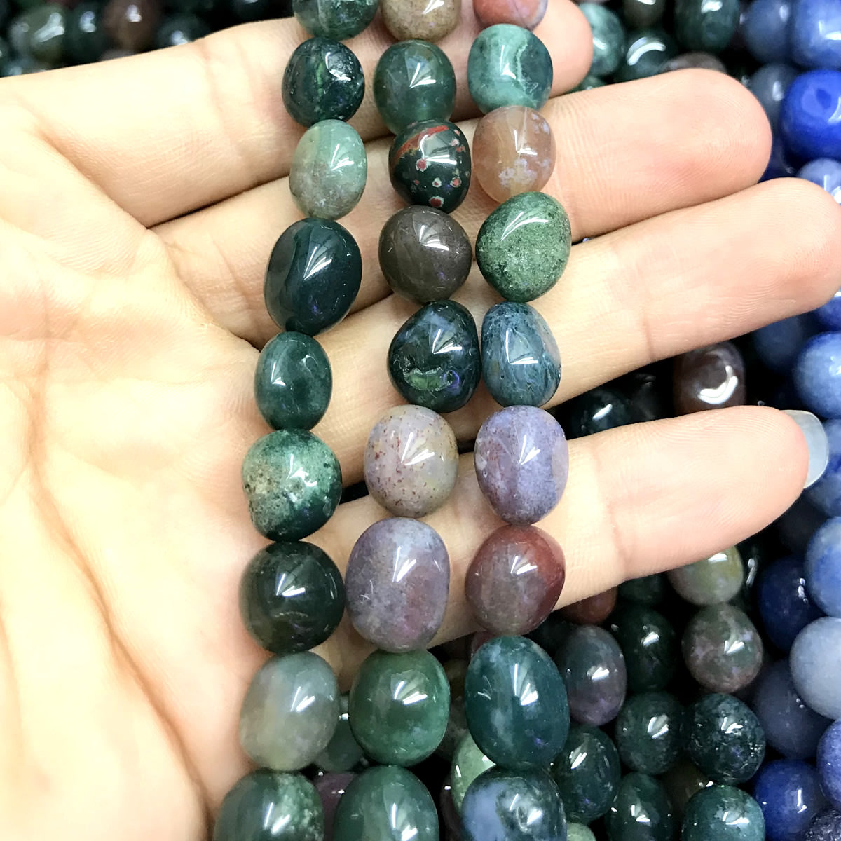 CNG44 Indian Agate Beads Smooth Nugget 8x10mm 15" Strand