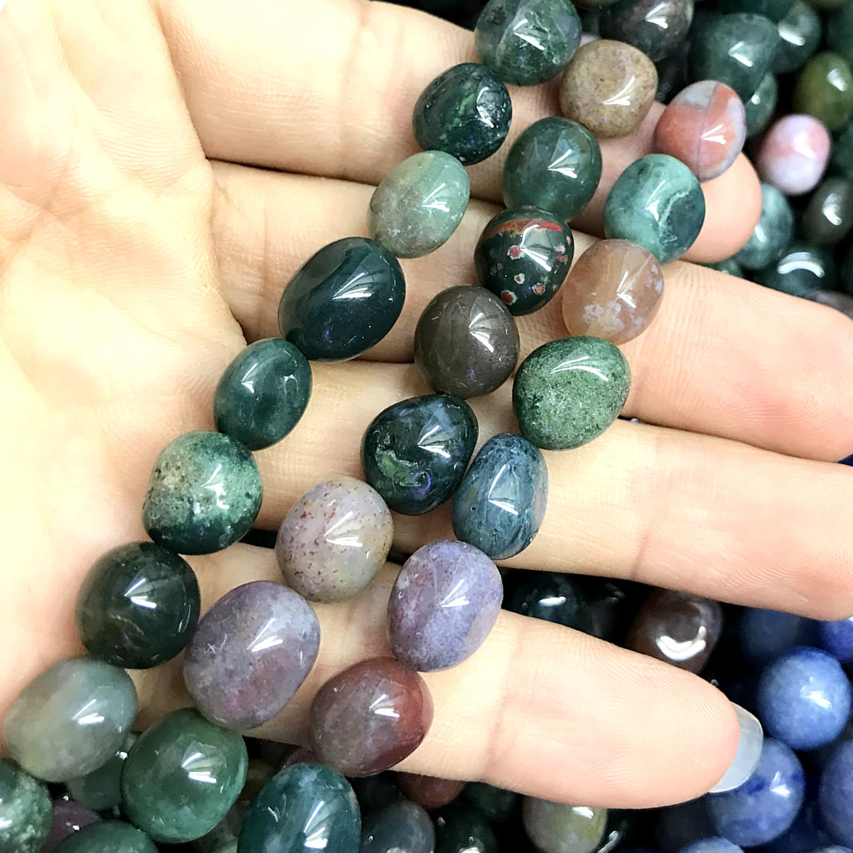 CNG44 Indian Agate Beads Smooth Nugget 8x10mm 15" Strand