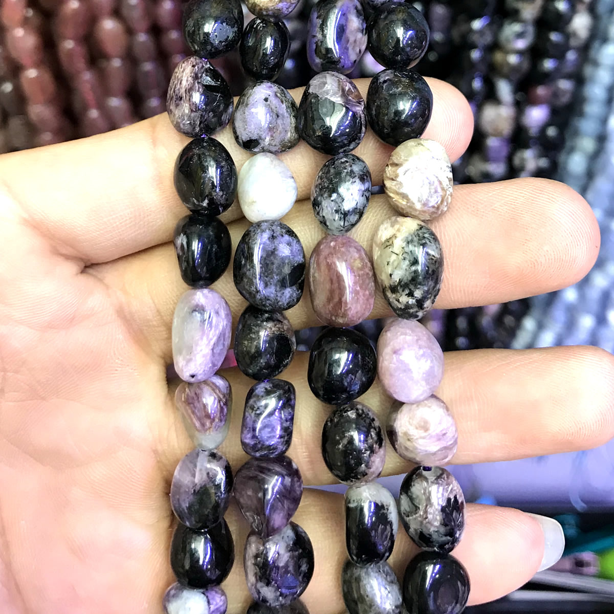 CNG46 Charoite Gemstone Beads Smooth Nugget 8x10mm 15" Strand