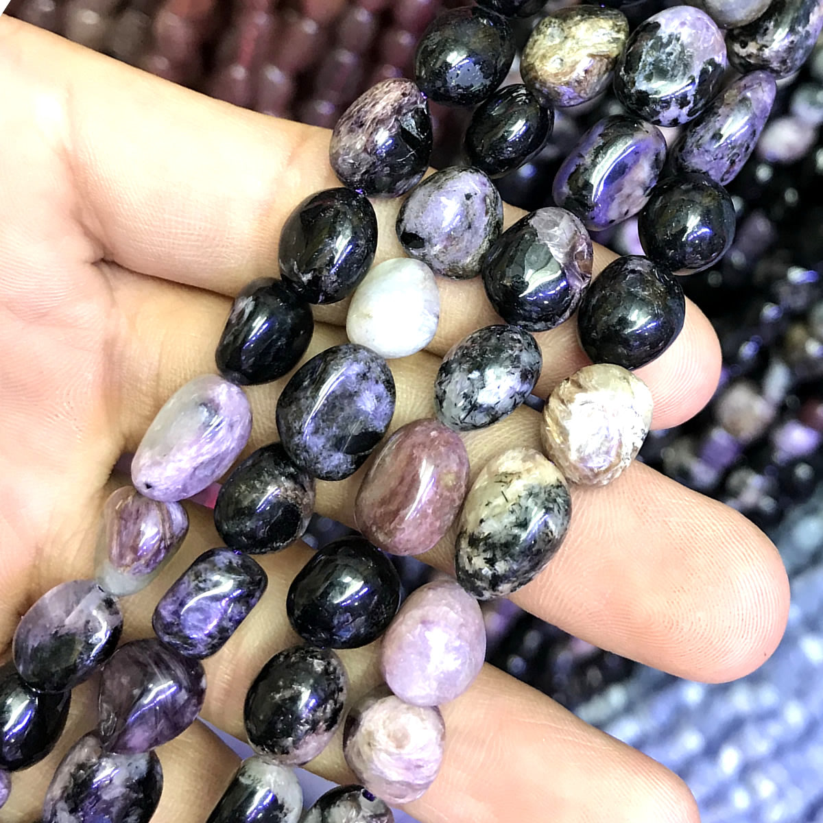 CNG46 Charoite Gemstone Beads Smooth Nugget 8x10mm 15" Strand