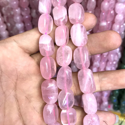 CNG52 Rose Quartz Beads Smooth Nugget 8x10mm - 10x14mm 15" Strand