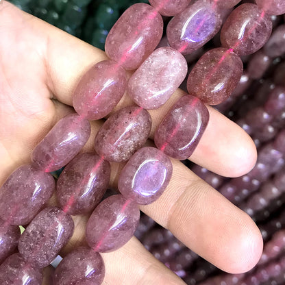 CNG53 Strawberry Quartz Beads Smooth Nugget 8x10mm - 10x14mm 15" Strand