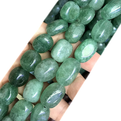 CNG54 Green Strawberry Quartz Beads Smooth Nugget 8x10mm - 10x14mm 15" Strand