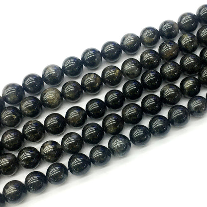 CAE04 Astrophyllite Gemstone Beads Smooth Round 10mm 15.5" Strand