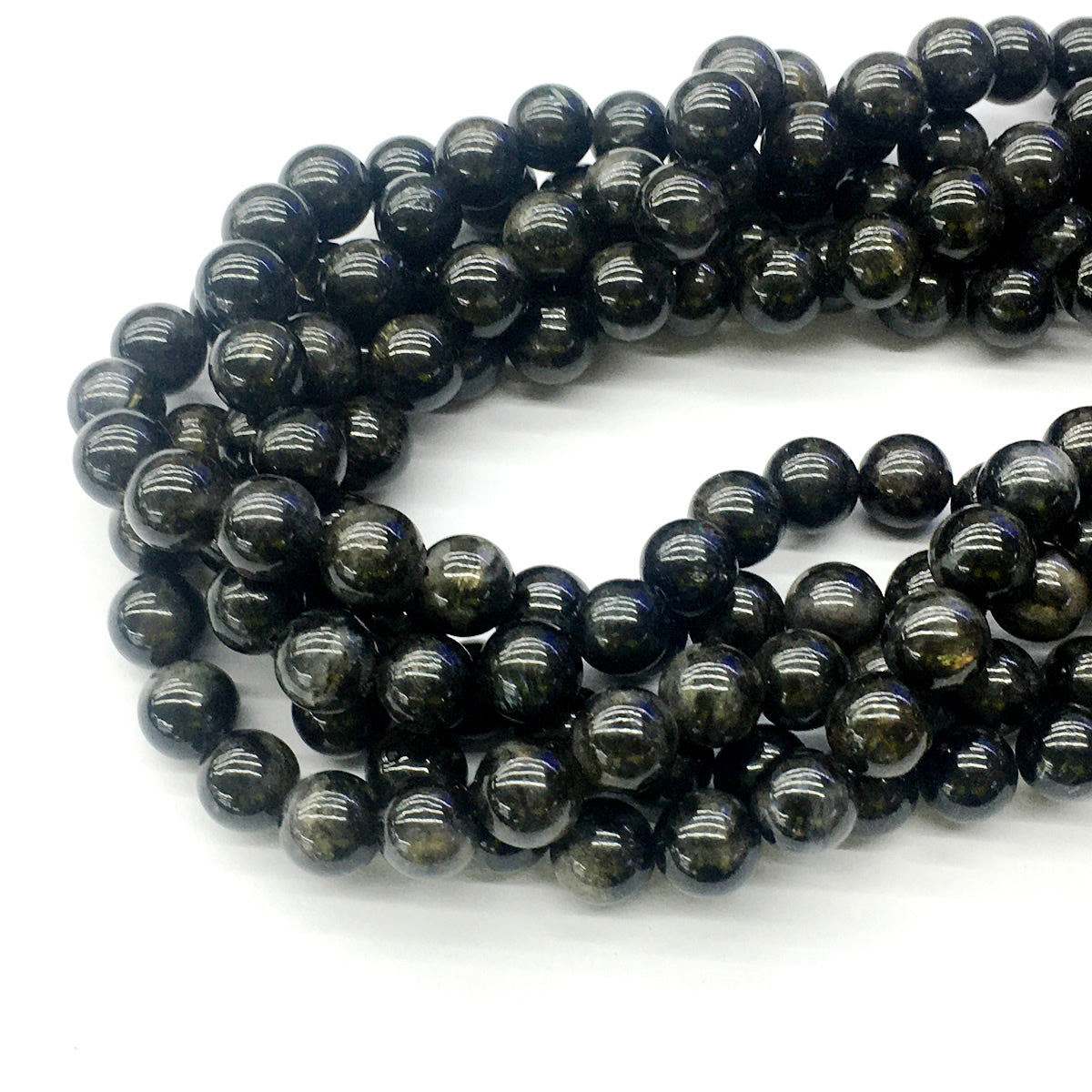 CAE04 Astrophyllite Gemstone Beads Smooth Round 10mm 15.5" Strand